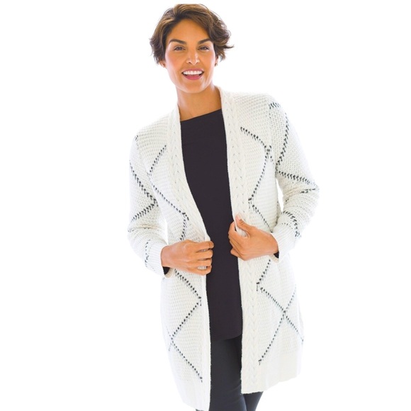 EUC | Soma | Lurex Windowpane Sweater Ivory | Size XS - Picture 3 of 12